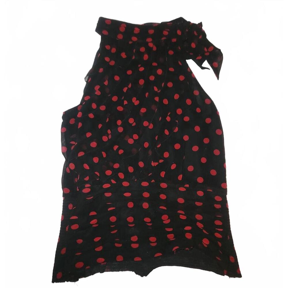 White house black market bow neck polka dot halter tank top